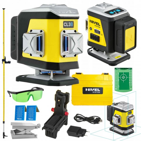 NIVEL SYSTEM LASER KRZYŻOWY 3D NIEBIESKI CL3B WALIZKA AKCESORIA TYCZKA LP36 NIVEL SYSTEM LASER KRZYŻOWY 3D NIEBIESKI CL3B WALIZKA AKCESORIA TYCZKA LP36