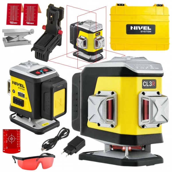 NIVEL SYSTEM LASER KRZYŻOWY 3D CZERWONY Bluetooth AKCESORIA WALIZKA CL3R NIVEL SYSTEM LASER KRZYŻOWY 3D CZERWONY Bluetooth AKCESORIA WALIZKA CL3R