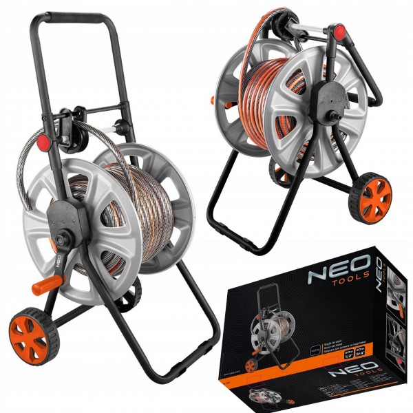 NEO WÓZEK NA WĄŻ OGRODOWY METALOWY DO 60m 1/2" +PROWADNICA WĘŻA 15-792 NEO WÓZEK NA WĄŻ OGRODOWY METALOWY DO 60m 1/2" +PROWADNICA WĘŻA 15-792