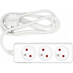 VOREL PRZEDŁUŻACZ ELEKTRYCZNY LISTWA BIAŁY 3 GNIAZDA Z UZIEMIENIEM 1,5M