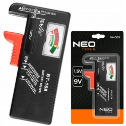 NEO TESTER BATERII I AKUMULATORKÓW 9V R3 AAA R6 AA R9 R14 R20 1,5V 94-009