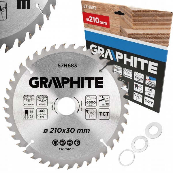 GRAPHITE TARCZA DO PILARKI WIDIOWA 210x30mm 40 ZĘBÓW 57H683 GRAPHITE TARCZA DO PILARKI WIDIOWA 210x30mm 40 ZĘBÓW 57H683