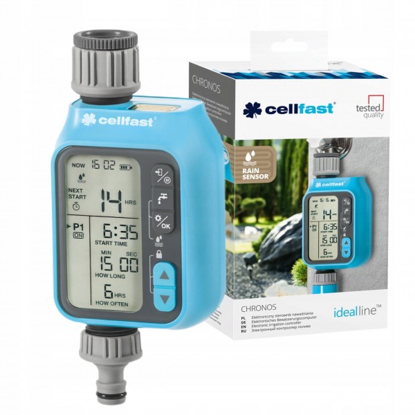 CELLFAST ELEKTRONICZNY STEROWNIK NAWADNIANIA CHRONOS CZUJNIK DESZCZU 52-097 CELLFAST ELEKTRONICZNY STEROWNIK NAWADNIANIA CHRONOS CZUJNIK DESZCZU 52-097