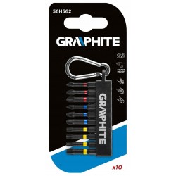 GRAPHITE ZESTAW BITÓW UDAROWYCH 10 SZT + KARABIŃCZYK DO MOCOWANIA 56H562