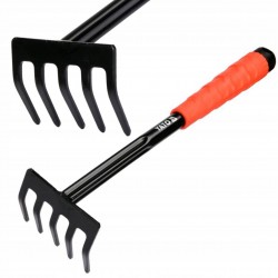 YATO GRABKI MAŁE GRABIE OGRODOWE OGRODNICZE STALOWE 32.5cm RĘKOJEŚĆ YT-8866