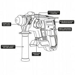 GRAPHITE MŁOTOWIERTARKA AKUMULATOROWA 18V BEZSZCZOTKOWA UDAR 2.2J 58G027