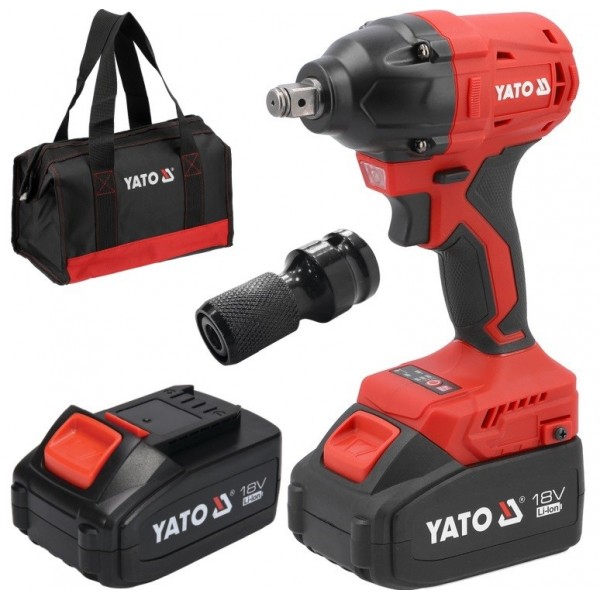YATO KLUCZ UDAROWY AKUMULATOROWY BEZSZCZOTKOWY 18V 350NM + 2x4Ah +NASADKA YATO KLUCZ UDAROWY AKUMULATOROWY BEZSZCZOTKOWY 18V 350NM + 2x4Ah +NASADKA
