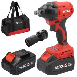 YATO KLUCZ UDAROWY AKUMULATOROWY BEZSZCZOTKOWY 18V 350NM + 2x4Ah +NASADKA