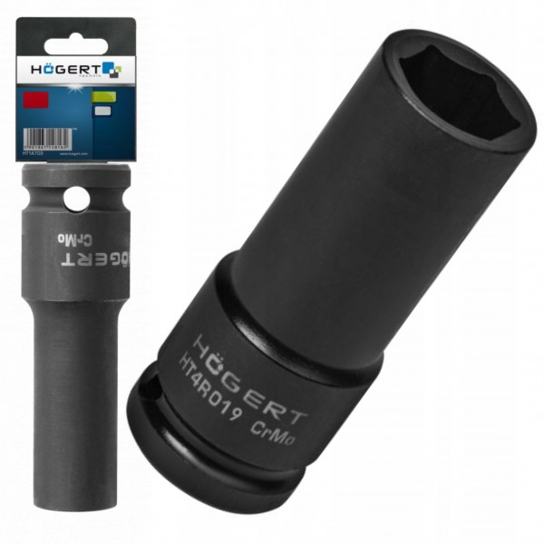 HOGERT DŁUGA NASADKA UDAROWA 1/2” 19 MM CrMo ODKUWANA MATRYCOWO HT4R019 HOGERT DŁUGA NASADKA UDAROWA 1/2” 19 MM CrMo ODKUWANA MATRYCOWO HT4R019