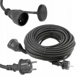 HOGERT CZARNY PRZEDŁUŻACZ 10M OGRODOWY IZOLACJA GUMOWA H05RR-F IP44 HT1E700