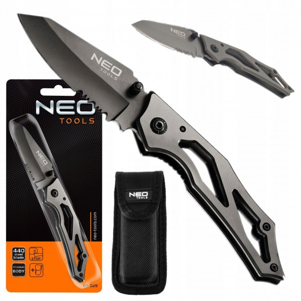 NEO TOOLS 63-025 NÓŻ SKŁADANY 16,7cm Z BLOKADĄ TYTANOWA OBUDOWA +ETUI NEO TOOLS 63-025 NÓŻ SKŁADANY 16,7cm Z BLOKADĄ TYTANOWA OBUDOWA +ETUI