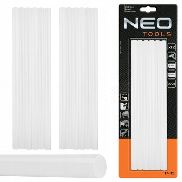 NEO WKŁADY KLEJOWE 11MM PRZEZROCZYSTE 12 SZTUK 5,5x250 DO PISTOLETU 17-113 NEO WKŁADY KLEJOWE 11MM PRZEZROCZYSTE 12 SZTUK 5,5x250 DO PISTOLETU 17-113