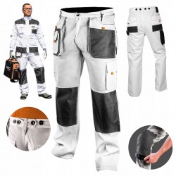 NEO SPODNIE ROBOCZE DO PASA BIAŁE S/48 81-120-S