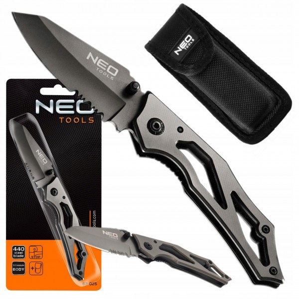 NEO TOOLS 63-025 NÓŻ SKŁADANY 16,7cm Z BLOKADĄ TYTANOWA OBUDOWA +ETUI NEO TOOLS 63-025 NÓŻ SKŁADANY 16,7cm Z BLOKADĄ TYTANOWA OBUDOWA +ETUI