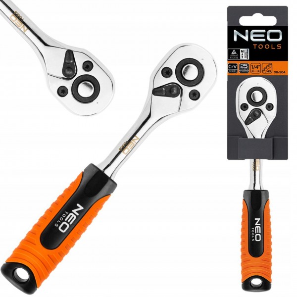 NEO TOOLS GRZECHOTKA PROSTA 1/4" 150 mm 45 ZĘBÓW BLOKADA REGULACJA 08-504 NEO TOOLS GRZECHOTKA PROSTA 1/4" 150 mm 45 ZĘBÓW BLOKADA REGULACJA 08-504
