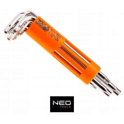 NEO KLUCZE IMBUSOWE TORX DŁUGIE ZE STALI CRV Z OTWOREM T10-T50 8EL 09-524