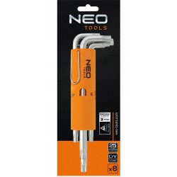 NEO KLUCZE IMBUSOWE TORX DŁUGIE ZE STALI CRV Z OTWOREM T10-T50 8EL 09-524