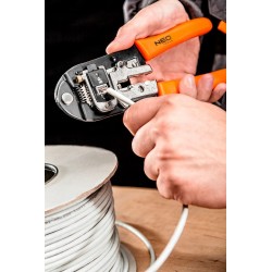 NEO ZACISKARKA DO SKRĘTKI SZCZYPCE DO KOŃCÓWEK TEL. 8p 6p 4p RJ45 RJ11 RJ12