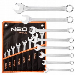 NEO KOMPLET ZESTAW KLUCZE PŁASKO-OCZKOWE 6-19mm ETUI PŁACHTA 8 SZTUK
