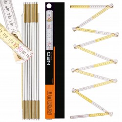 NEO TOOL MIARA SKŁADANA DREWNIANA 2M BIAŁOŻÓŁTA OBUSTRONNA PODZIAŁKA 74-020