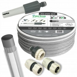 ZESTAW WĄŻ OGRODOWY 3-WARSTWOWY 25BAR 1/2'' 20M SILVER SET + ZŁĄCZKI POLSKI