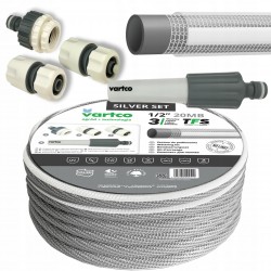 ZESTAW WĄŻ OGRODOWY 3-WARSTWOWY 25BAR 1/2'' 20M SILVER SET + ZŁĄCZKI POLSKI