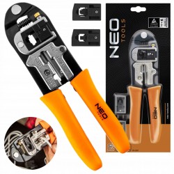 NEO ZACISKARKA DO SKRĘTKI SZCZYPCE DO KOŃCÓWEK TEL. 8p 6p 4p RJ45 RJ11 RJ12