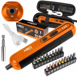 NEO ZESTAW WKRĘTAK AKUMULATOROWY 4V LI-ION LED USB-C +20el BITY ETUI 04-199