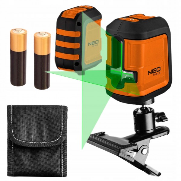 NEO LASER KRZYŻOWY POZIOMICA LASEROWA 15m ZIELONY 75-106 ETUI UCHWYT