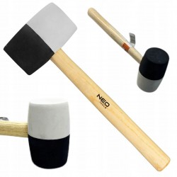 NEO MŁOTEK GUMOWY 63 MM/680 G CZARNO-BIAŁA GUMA DREWNIANY TRZONEK 25-068