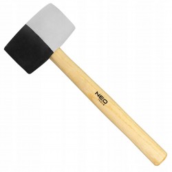NEO MŁOTEK GUMOWY 63 MM/680 G CZARNO-BIAŁA GUMA DREWNIANY TRZONEK 25-068