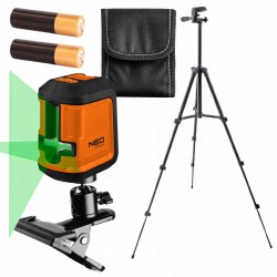 NEO LASER KRZYŻOWY POZIOMICA 15m ZIELONY + STATYW