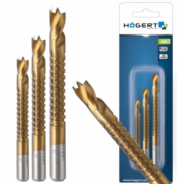 HOGERT WIERTŁA ZESTAW 3 SZT 5.6.8 MM DO DREWNA I TWORZYWA STAL HSS HT6D336 HOGERT WIERTŁA ZESTAW 3 SZT 5.6.8 MM DO DREWNA I TWORZYWA STAL HSS HT6D336