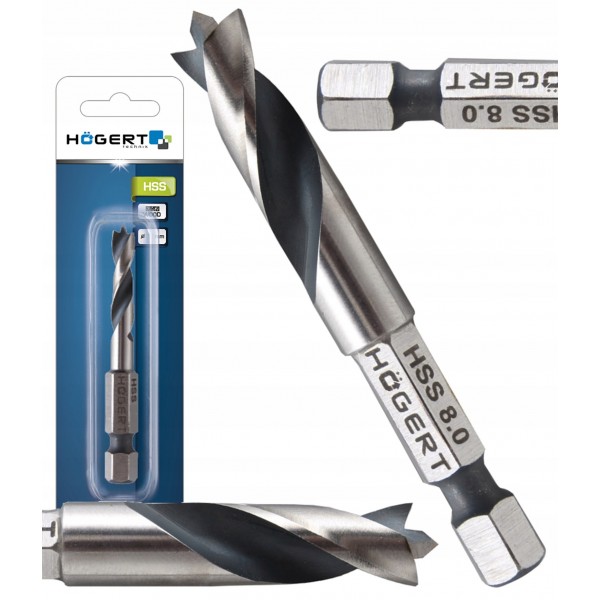 HOGERT WIERTŁO DO DREWNA 8 MM, UCHWYT HEX HT6D348 HOGERT WIERTŁO DO DREWNA 8 MM, UCHWYT HEX HT6D348
