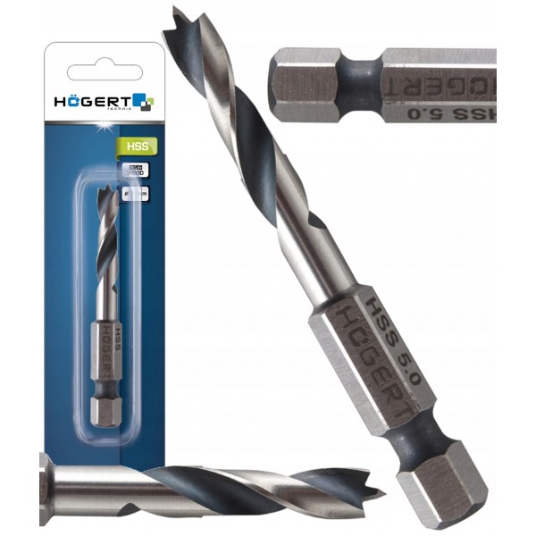 HOGERT WIERTŁO DO DREWNA 5 MM, UCHWYT HEX HT6D345 HOGERT WIERTŁO DO DREWNA 5 MM, UCHWYT HEX HT6D345