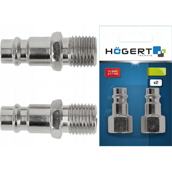 HOGERT KOŃCÓWKA DO WĘŻA MĘSKA 1/4" 2SZT DO NARZĘDZI PNEUMATYCZNYCH HT4R811 HOGERT KOŃCÓWKA DO WĘŻA MĘSKA 1/4" 2SZT DO NARZĘDZI PNEUMATYCZNYCH HT4R811