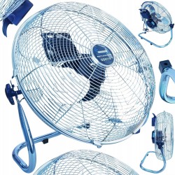CYLKULATOR POWIETRZA WENTYLATOR PODŁOGOWY INOX200W MOCNY POKOJOWY 45cm 9118
