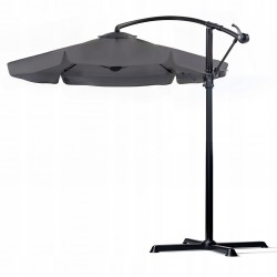 PARASOL OGRODOWY SZARY DUŻY SKŁADANY REGULOWANY Z WYSIEGNIKIEM 350CM 3,5M