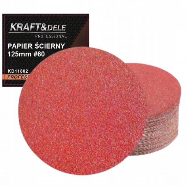 KRAFT&DELE PAPIER ŚCIERNY 50SZT. KRĄŻEK 125MM P60 NA RZEP KD11802 KRAFT&DELE PAPIER ŚCIERNY 50SZT. KRĄŻEK 125MM P60 NA RZEP KD11802