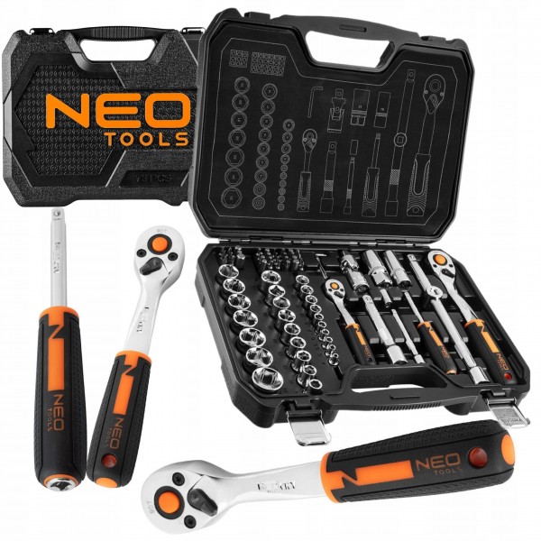 NEO ZESTAW KLUCZE NASADOWE 1/2" 1/4" 73elem CRV BITY TORX NASADKI WALIZKA NEO ZESTAW KLUCZE NASADOWE 1/2" 1/4" 73elem CRV BITY TORX NASADKI WALIZKA