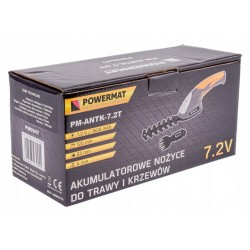 POWERMAT AKUMULATOROWE NOŻYCE TRAWY KRZEWÓW ŻYWOPŁOTU 7.2V PM-ANTK-7.2T
