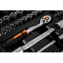 NEO ZESTAW KLUCZE NASADOWE 1/2" 1/4" 73elem CRV BITY TORX NASADKI WALIZKA