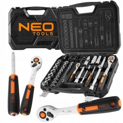 NEO ZESTAW KLUCZE NASADOWE 1/2" 1/4" 73elem CRV BITY TORX NASADKI WALIZKA
