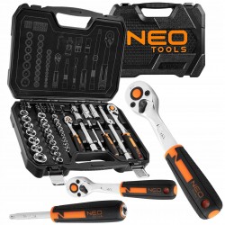 NEO ZESTAW KLUCZE NASADOWE 1/2" 1/4" 73elem CRV BITY TORX NASADKI WALIZKA