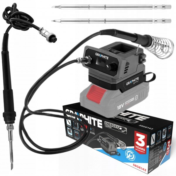 STACJA LUTOWNICZA AKUMULATOROWA 18V LED 480°C ENERGY+ SOLO 58GE143 STACJA LUTOWNICZA AKUMULATOROWA 18V LED 480°C ENERGY+ SOLO 58GE143