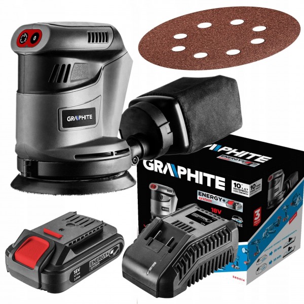 GRAPHITE SZLIFIERKA MIMOŚRODOWA STOPA 125 MM +2Ah AKUMULATOR E+ 18V 58G014 GRAPHITE SZLIFIERKA MIMOŚRODOWA STOPA 125 MM +2Ah AKUMULATOR E+ 18V 58G014