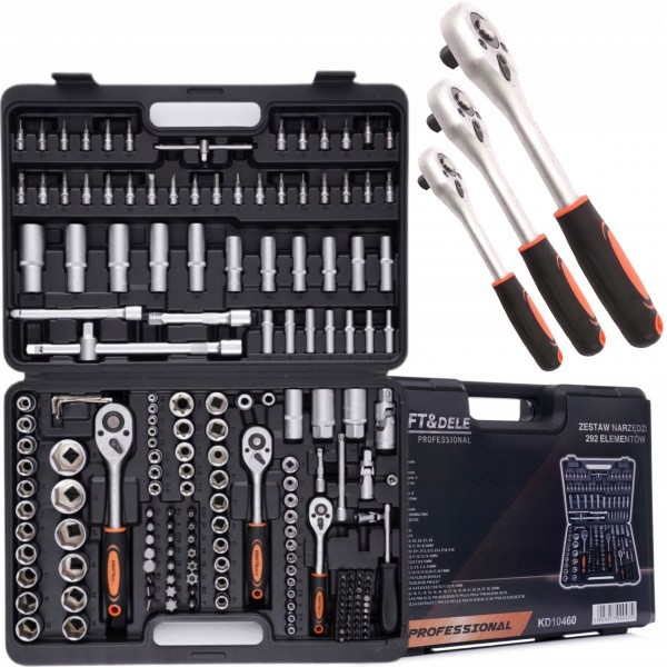 ZESTAW NARZĘDZIOWY KLUCZE NASADOWE 290 SZTUKI 1/2" 1/4" BITY TORX KD10460 ZESTAW NARZĘDZIOWY KLUCZE NASADOWE 290 SZTUKI 1/2" 1/4" BITY TORX KD10460