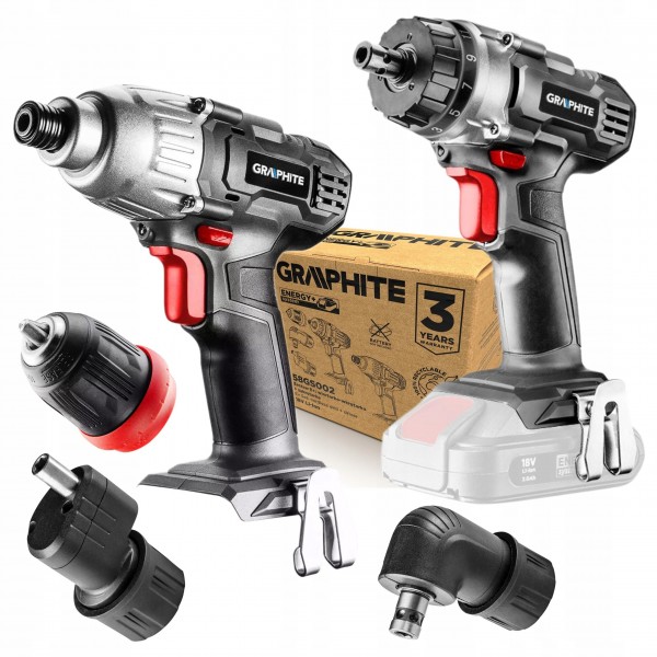 GRAPHITE ZESTAW WIERTARKO-WKRĘTARKA + ZAKRĘTARKA AKUMULATOROWA 18V 58GS002