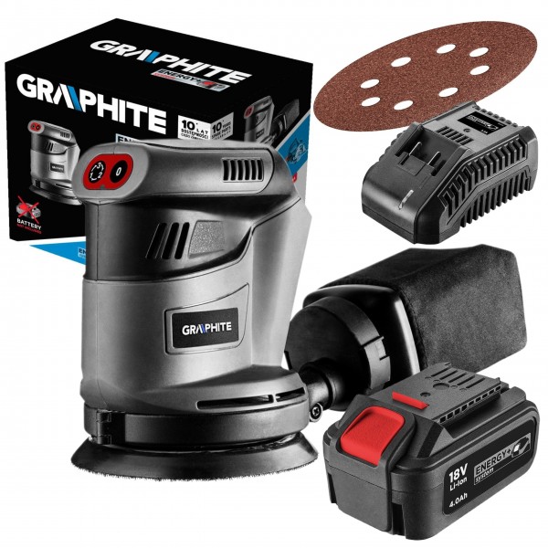 GRAPHITE SZLIFIERKA MIMOŚRODOWA STOPA 125 MM +4Ah AKUMULATOR E+ 18V 58G014 GRAPHITE SZLIFIERKA MIMOŚRODOWA STOPA 125 MM +4Ah AKUMULATOR E+ 18V 58G014