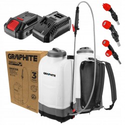 GRAPHITE OPRYSKIWACZ PLECAKOWY AKUMULATOROWY ELEKTRYCZNY 15L 18V +DYSZE 2Ah